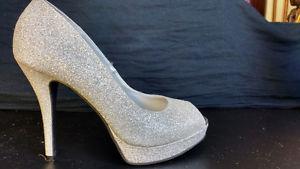 Silver sparkle stilettos