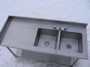 Stainless counter with double sink