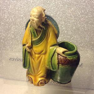 Vintage Chinese Mud Man Figurine Clay Pottery Glaze