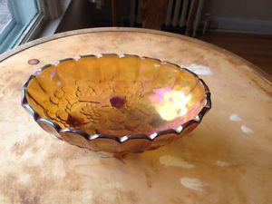 Amber footed fruit bowl and hand painted tea pot