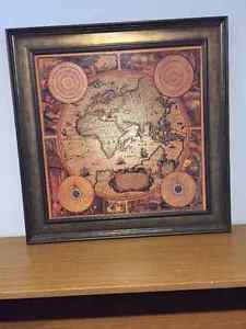 Antique style map wall decor