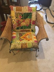 Beautiful Pier One Wicker and Cast Iron Chair