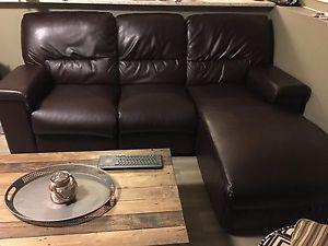 Bonded leather reclining couch