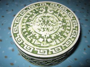 Crafted Mayan Calander Design Ceramic Holder