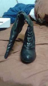 Ladies black wedge boots