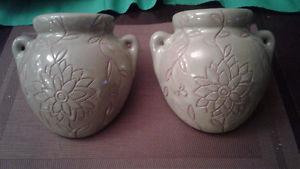 Pottery wall vases green