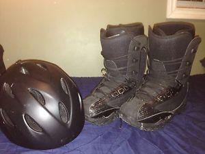 Sims Snowboard boots and helmet
