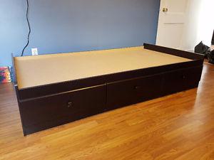Single bed frame with drawers