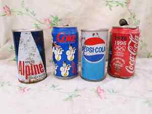 4 vintage tin cans
