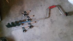 6" Ice auger and 4 ice rods