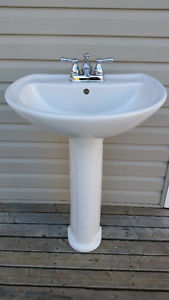 American Standard Pedestal Sink + Delta Faucet