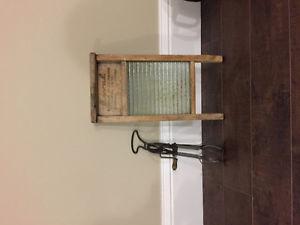 Antique washboard and mixer