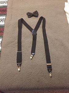 Brand new black bow tie and suspenders