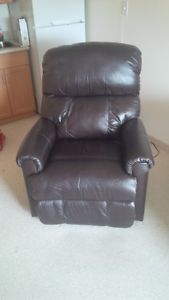 Electric brown leather recliner