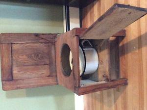 Solid oak chamber pot stand.