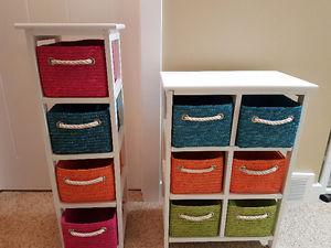 Storage shelves with baskets