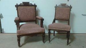 antique his and hers chairs