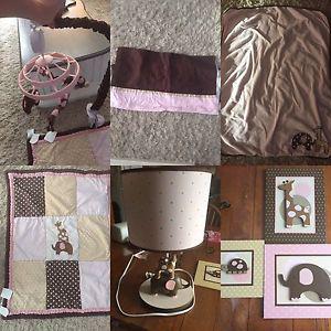 Baby girls bedroom crib set