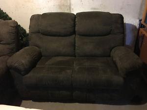 Brown micro-suede Lazyboy Reclining loveseats ($400 each)
