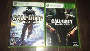 Call of duty world at war & Black Ops for Xbox 360