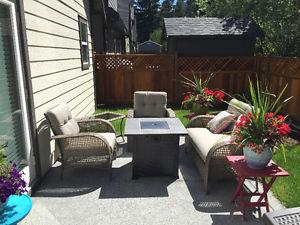 Conversation Patio Set with Fire Table & Storage Container