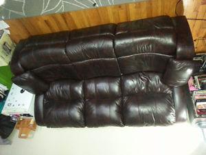 Double recliner leather couch