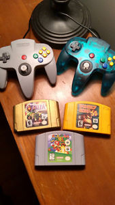 Nintendo 64 games and controllers