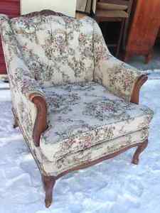 Vintage AntIque French Provoincial Tufted Accent Arm Chair