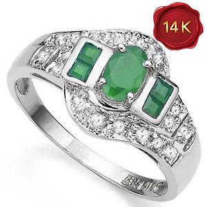 stunning emerald diamond 14 k white gold