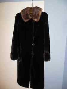 100% Mouton Fur Coat with Mink Collar REDUCED PRICE