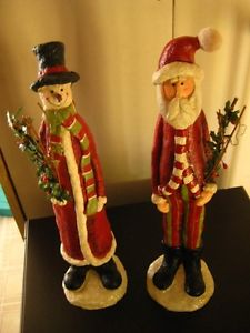 15" Santa & Snowman Figures