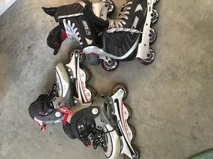 2 pairs used roller blades size 8