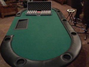 9-10 person folding Poker Table with chips included