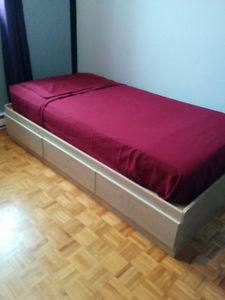 Boite de lit simple avec tiroir et matelas