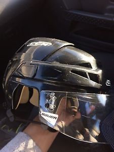 CCM Hockey Helmet with Bauer HDO Pro Visor (no ear guards)