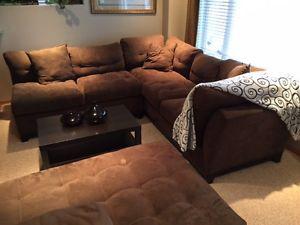 Cindy Crawford Brown Suede Sectional