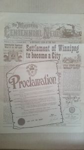 City of Winnipeg (Manitoba) Centennial newspapers