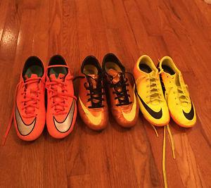 3 pairs of boys Nike Mercurial soccer cleats (3Y, 3.5Y, and