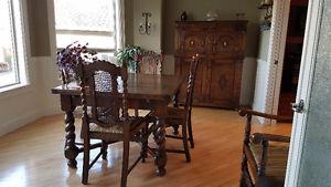 Antique table and 6 chairs