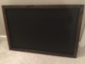 Dark Wood Stained Framed Chalk Board 35.5 wide 23.5 tall