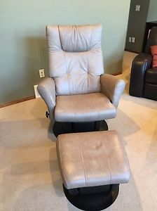Dutalier leather reclining glider and ottoman