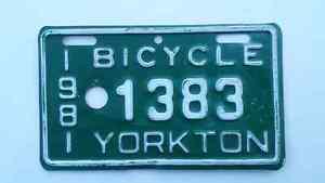  Yorkton bicycle license plate