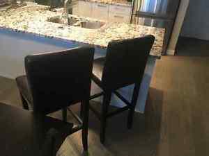 2 Brown Faux Leather Bar Stools