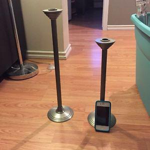 2 tall candle holders