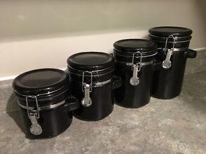 BLACK CERAMIC STORAGE CONTAINERS