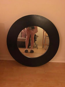 Circular Mirror with Black Frame