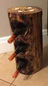 Custom made wood wine racks/holders and candles.