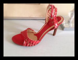 Designer Red High heel sling back shoes.