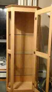 Solid Oak curio cabinet with light