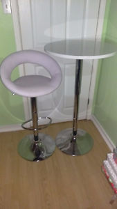 Tall Round White Table and Bar Chair